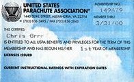 Time-before-the-second USPA membership card